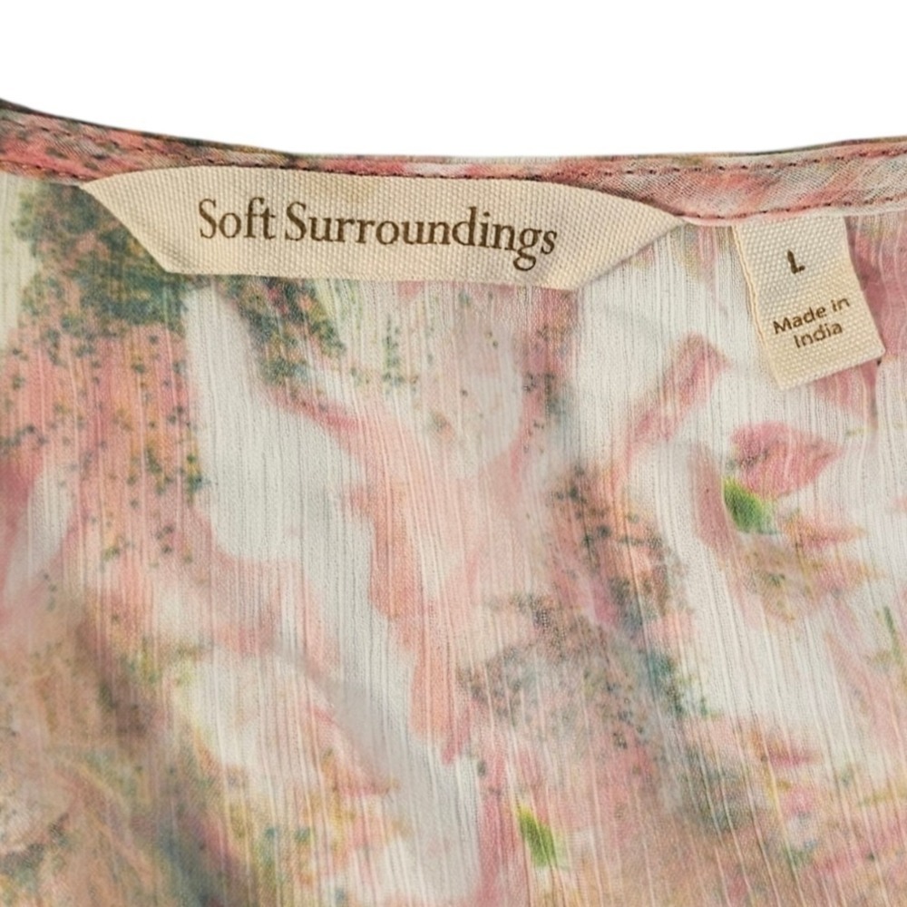 Soft Surroundings Large Kimono Tassel Cover Up Sheer Art to Wear Watercolor - Picture 4 of 6
